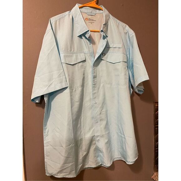 The American Outdoorsman Light Blue Button Up Short Sleeve Dri Fit Shirt XL - Picture 4 of 6